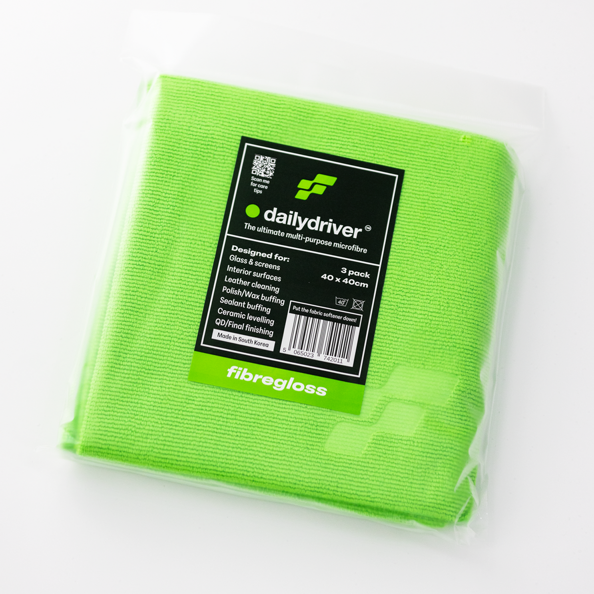 Fibregloss Dailydriver Green | Multi-Purpose Microfibre Towels