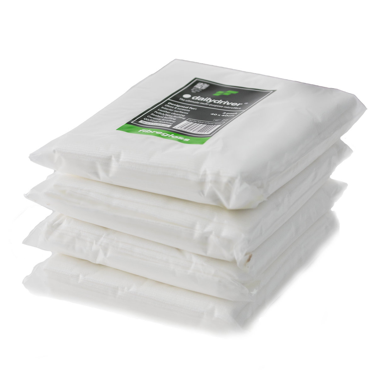 Fibregloss White Dailydriver Multi-Purpose Microfibre Towels | 12 Pack All Purpose Microfibre Cloths 430GSM