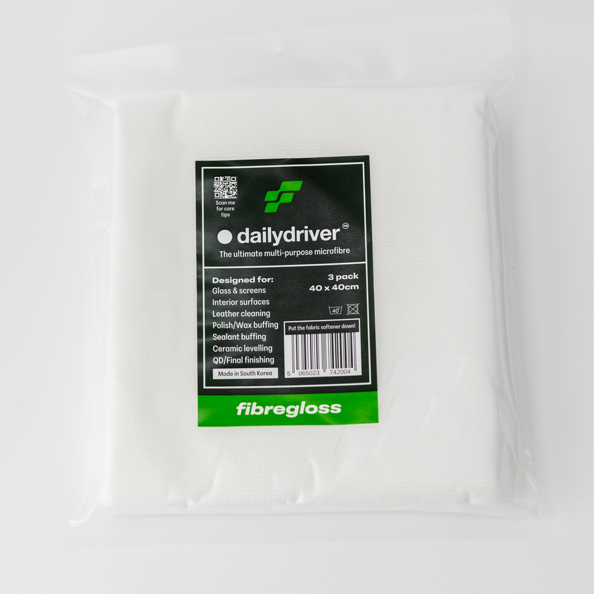 Fibregloss Dailydriver Multi-Purpose Microfibre 430GSM 3 Pack White