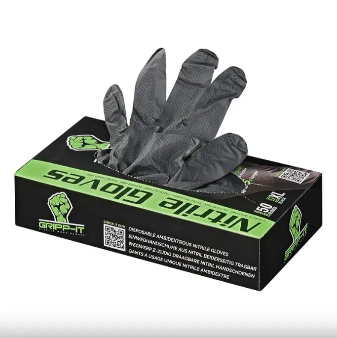 Gripp-IT Black Nitrile Gloves 50 Pack (Various Sizes) - Just Car Care