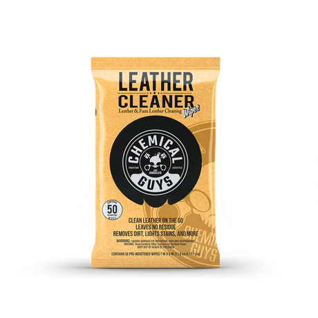 Chemical Guys Leather Cleaner Wipes can be used to clean leather and faux leather whilst leaving no residue or dressing behind. 