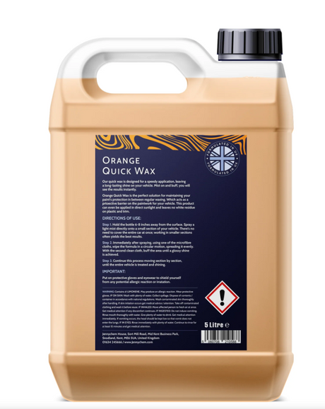 Jennychem Orange Quick Wax 5L | Spray On Car Wax