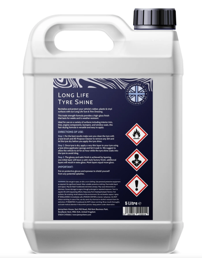 Jennychem Long Life Tyre Shine & Trim Dressing 5L | All Purpose Dressing