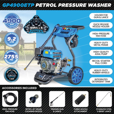 Gorilla Power GP4900ETP | Petrol Pressure Washer