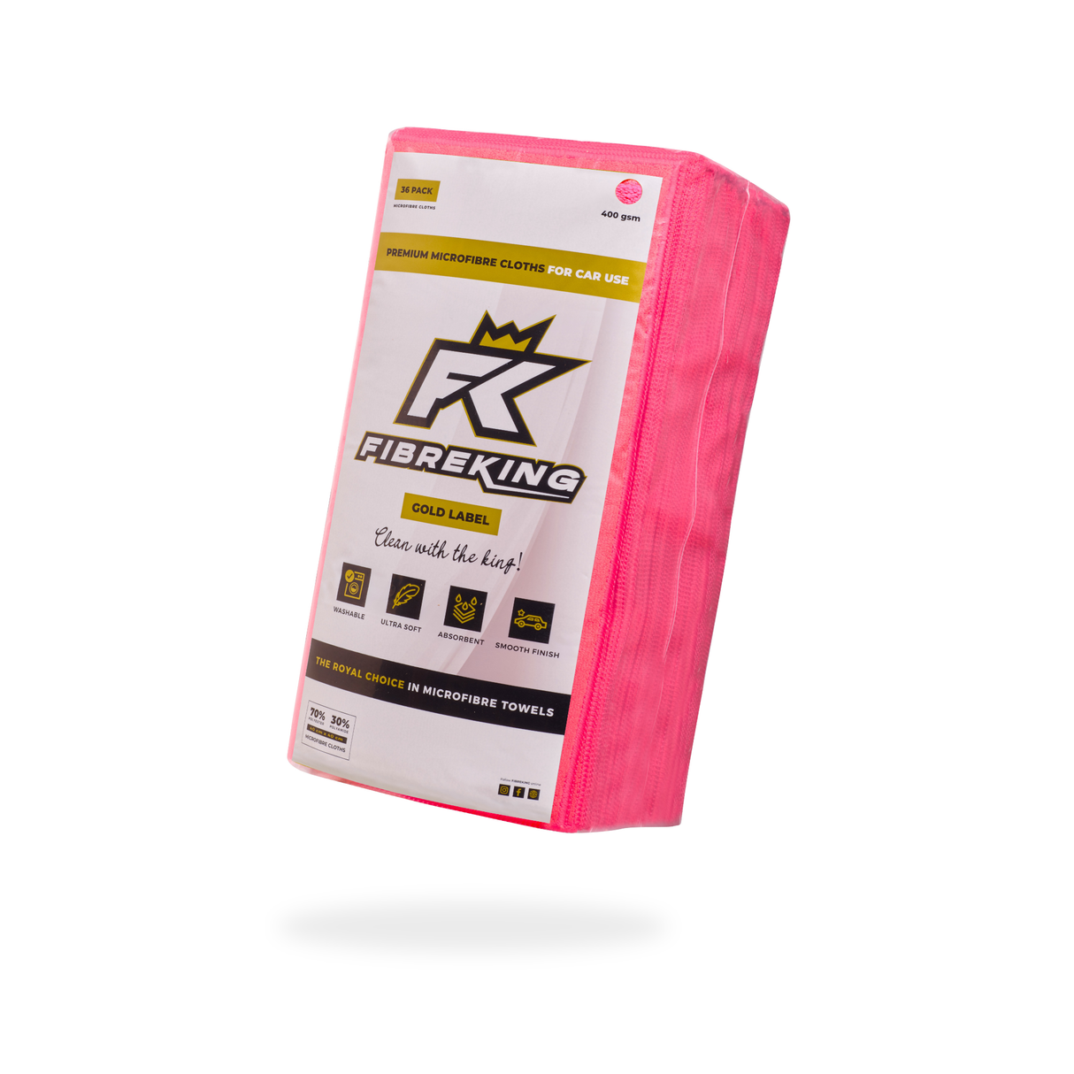 Fibreking Gold Label Microfibre Cloths - 36 Pack Pink