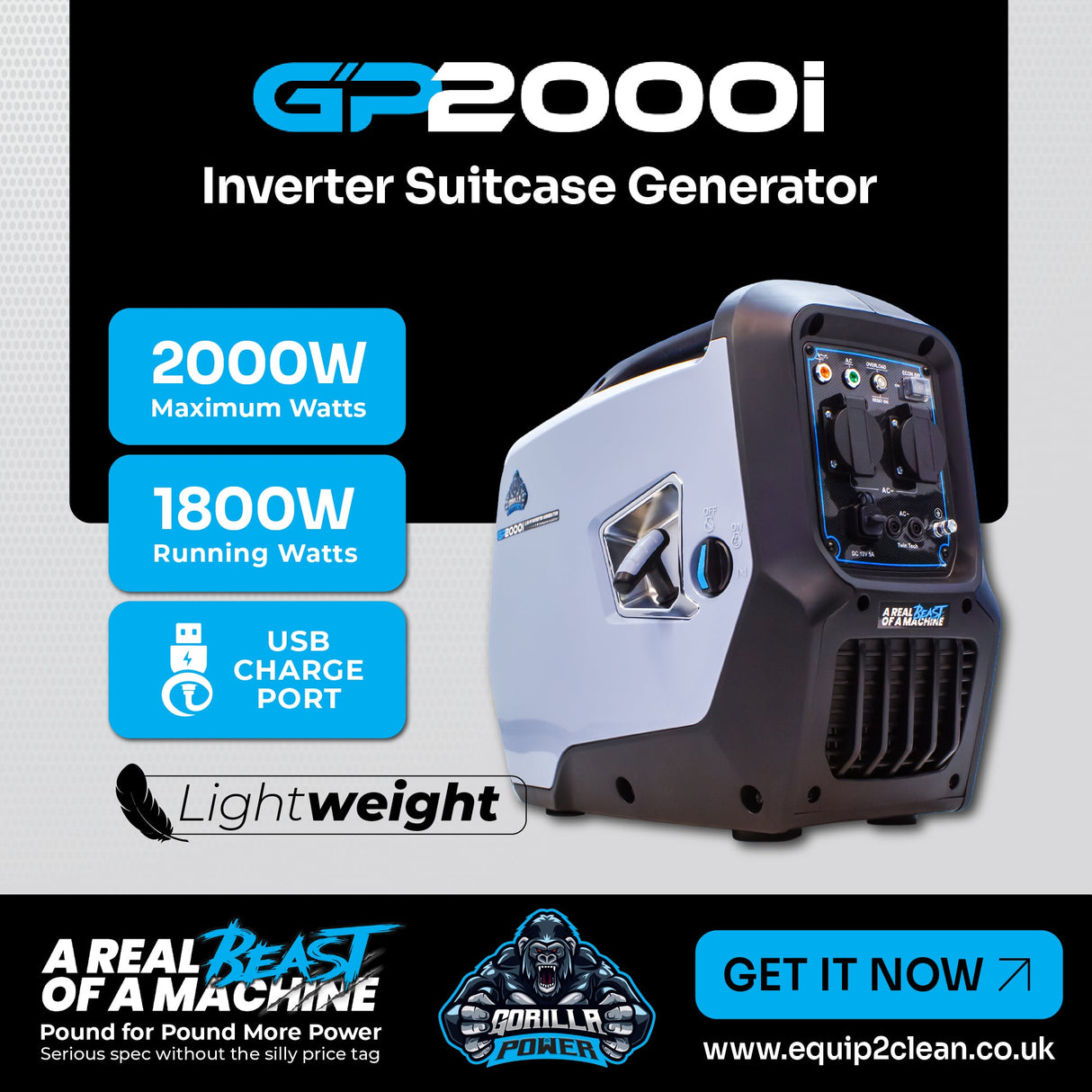 Gorilla Power 2000W Inverter Suitcase Generator - GP2000i