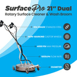 Kiam SurfacePro 21 Steel Rotary Floor Cleaning Tool & Wash Broom 21"
