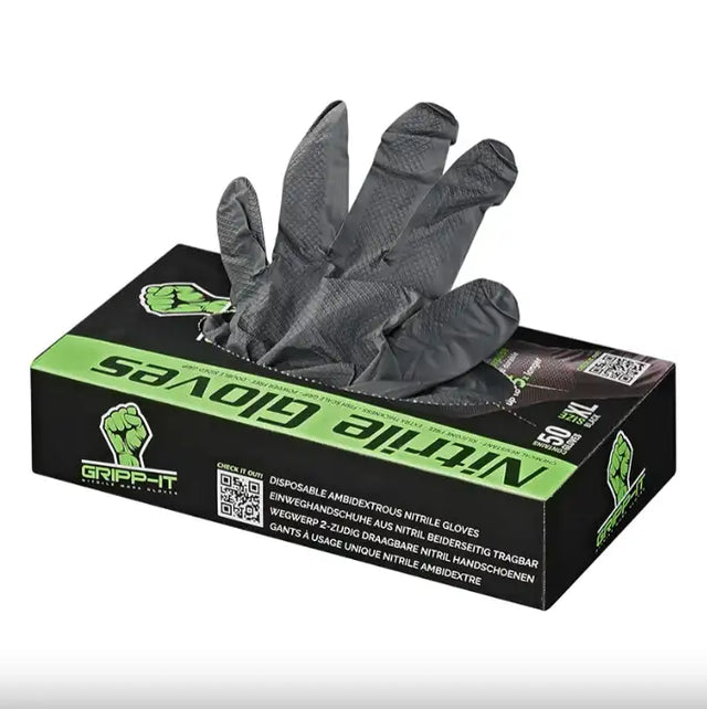 Gripp-IT Black Nitrile Gloves 50 Pack (Various Sizes) - Just Car Care 