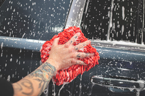 The Rag Company Knobby Microfibre Chenille Wash Mitt - Red - Just Car Care 