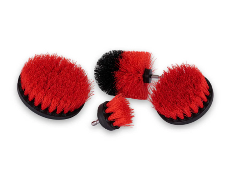 4PC Carpet Brush with Drill Attachment Hard (Red) - Just Car Care 