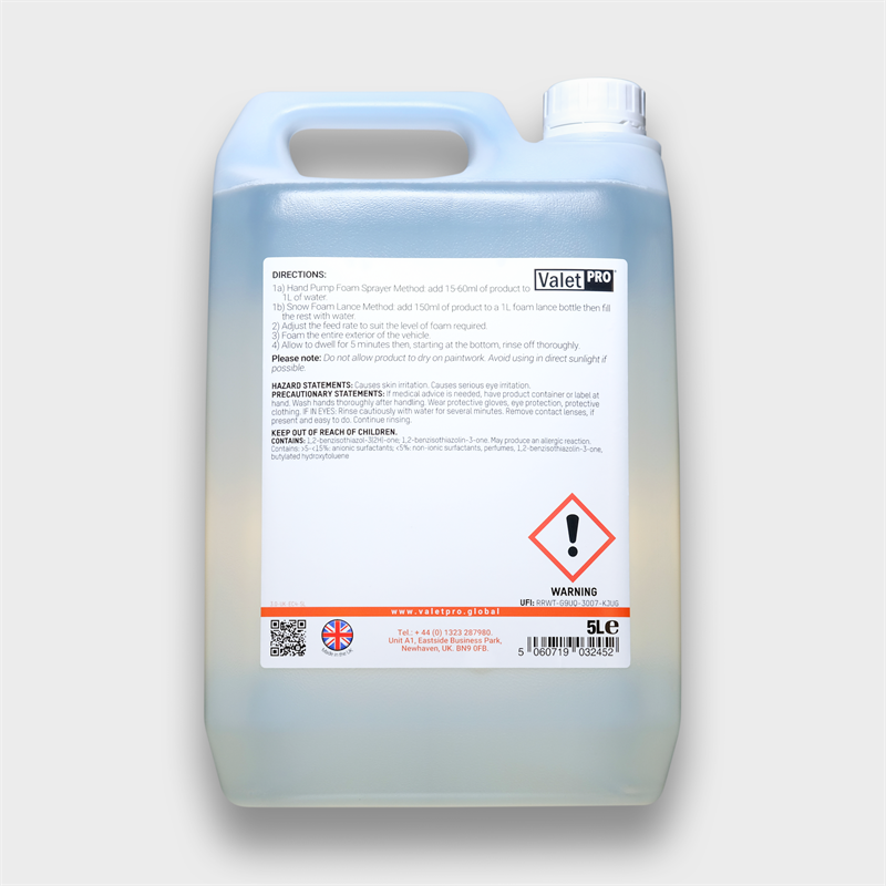 ValetPro, pH Neutral Snow Foam 5L | Shop At Just Car Care