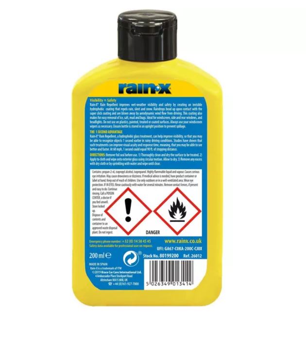 RainX Rain Repellent 200ml Windscreen & Glass Treatment Just Car Care